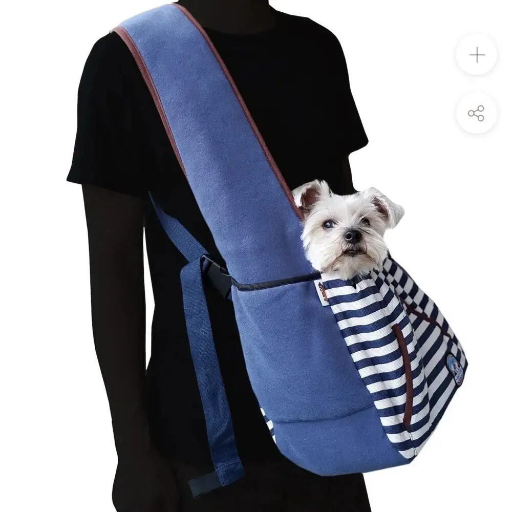 ALFIE 3 Mountain Rescue Service Dog Front Sling Carrier Navy White Stripe